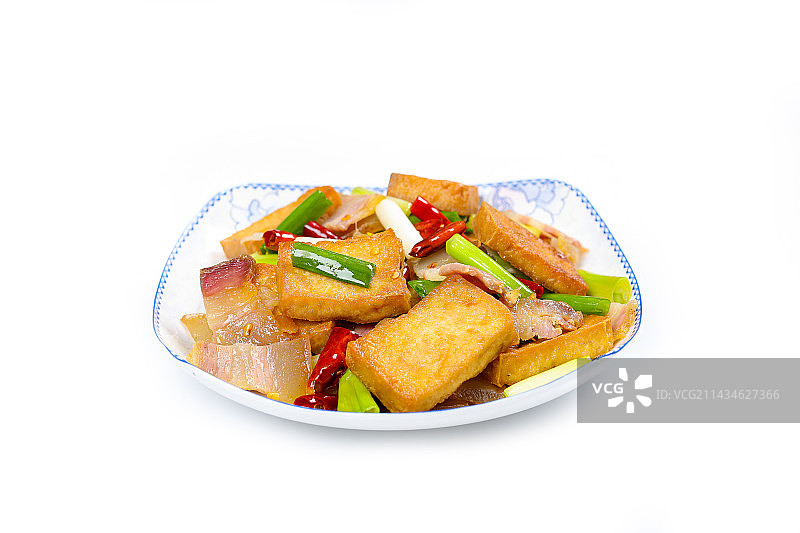 营养美味特色菜油炸煎豆腐炒咸肉图片素材