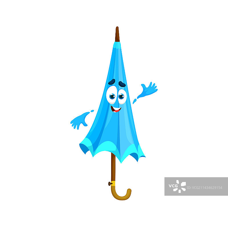 卡通蓝色雨伞角色图片素材