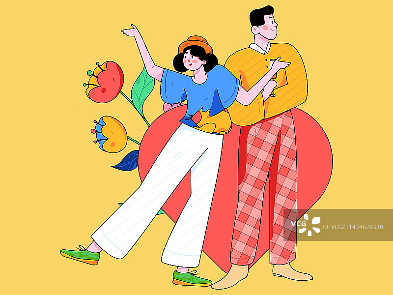 情人节快乐扁平人物矢量概念运营手绘插画图片素材