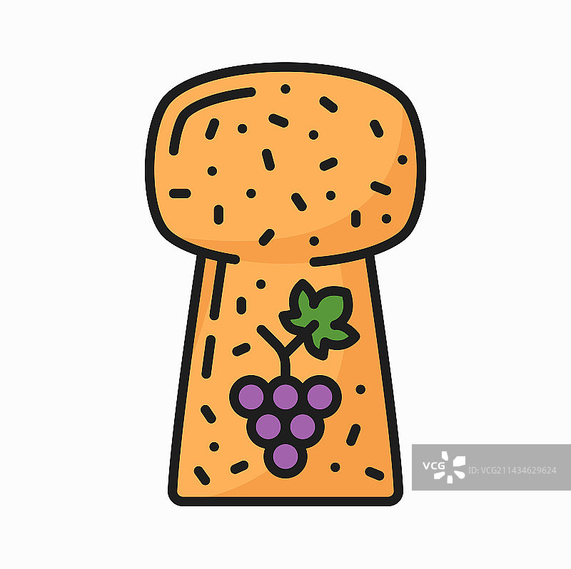 葡萄枝葡萄酒瓶塞轮廓图标图片素材