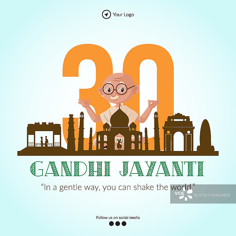 10月2日甘地诞辰纪念日banner图片素材