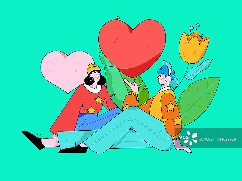 情人节快乐扁平人物矢量概念运营手绘插画图片素材