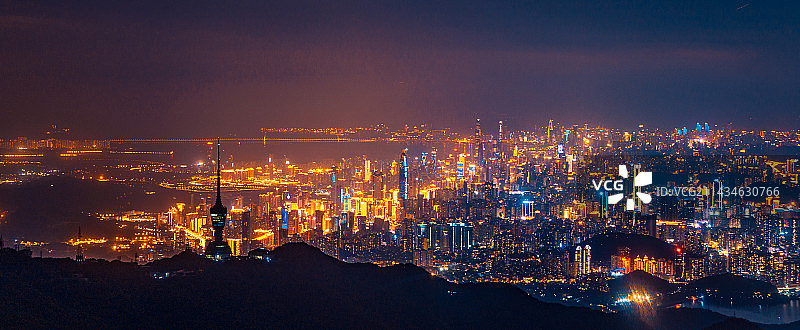 深圳梧桐山城市风光夜景全景图片素材