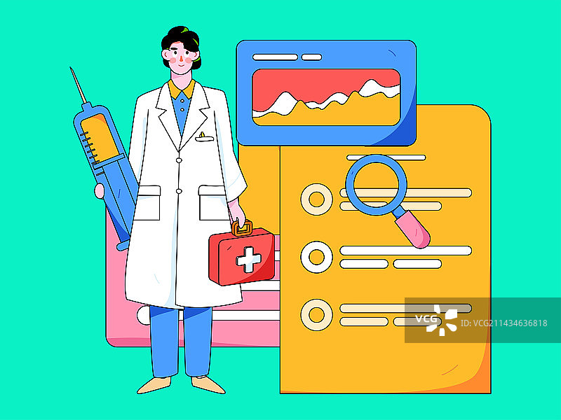 医生为病人体检扁平矢量概念运营手绘插画图片素材
