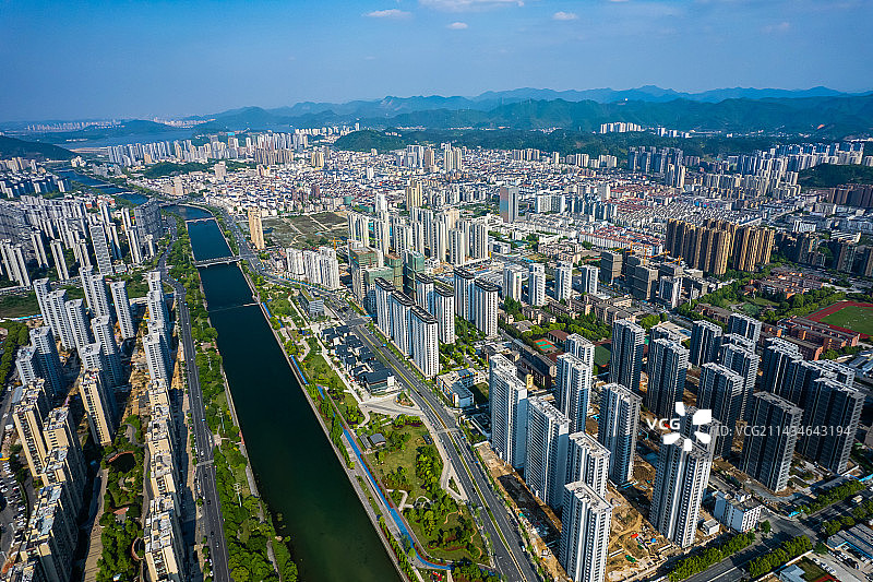 航拍临安城市图片素材