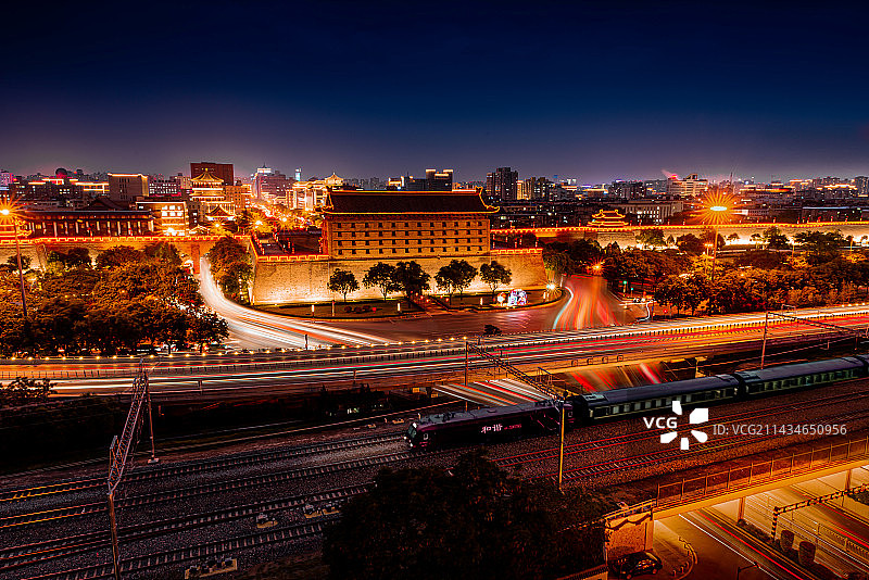 安远门夜景图片素材