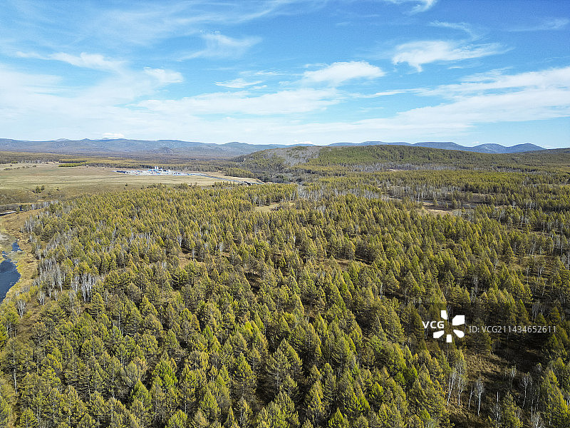 内蒙古自治区兴安盟阿尔山市阿尔山国家森林公园航拍视角秋天壮美风景图片素材