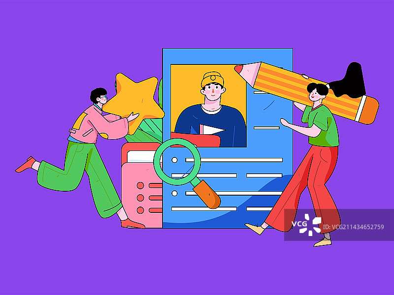 求职面试的人员扁平矢量概念运营手绘插画图片素材