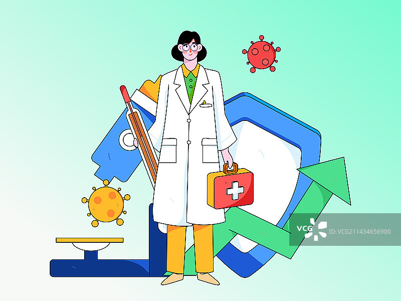 医疗人物抗疫扁平矢量概念运营手绘插画图片素材
