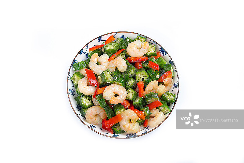 美味家常菜秋葵炒虾仁图片素材