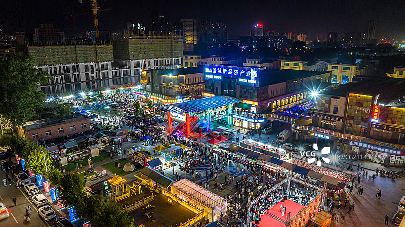 肥城夜市航拍图图片素材