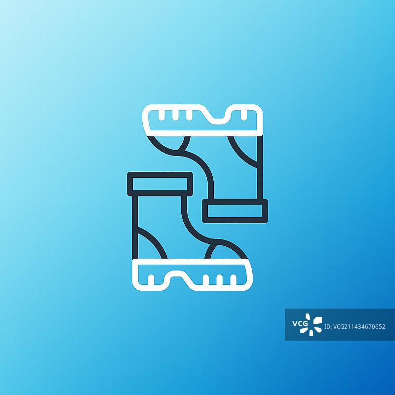 蓝色背景上的线条防水橡胶靴图标图片素材