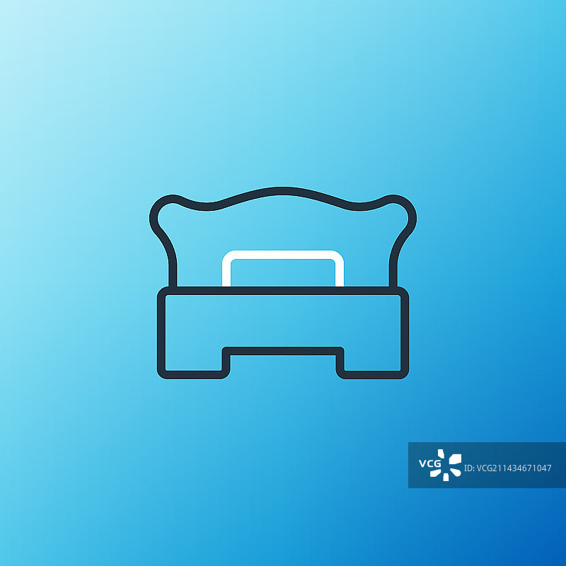 蓝色背景上的线条卧室图标图片素材