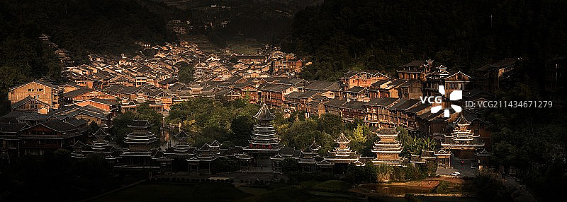 贵州黎平县肇兴侗寨全景图片素材