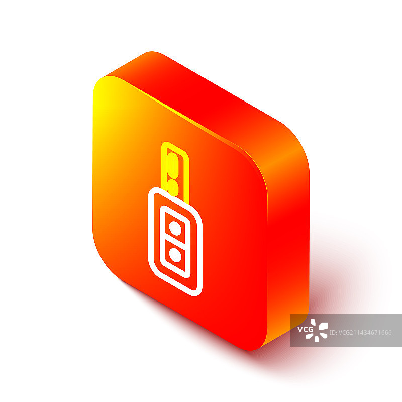 2.5D线条带遥控器的车钥匙图标图片素材