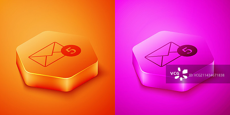 橙色背景的2.5D信封图标图片素材
