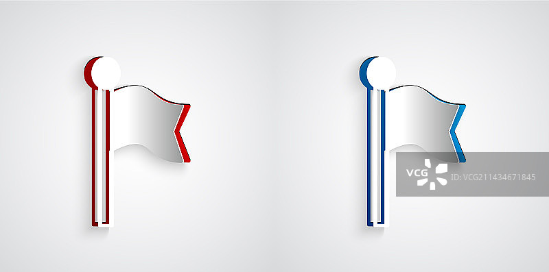 灰色背景上的剪纸风旗帜图标图片素材