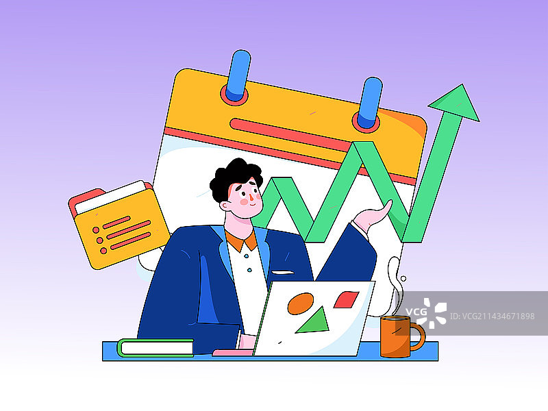 商务工作的人物扁平矢量概念运营手绘插画图片素材