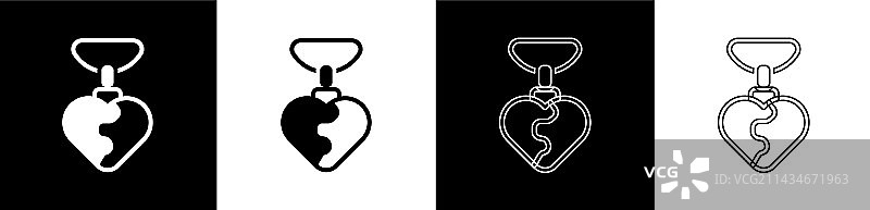爱心吊坠项链图标套装图片素材