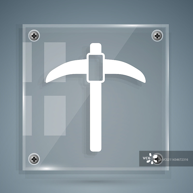 灰色背景上孤立的白色镐图标图片素材