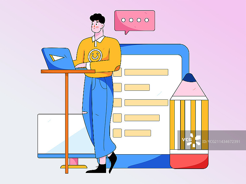 商务工作的人物扁平矢量概念运营手绘插画图片素材