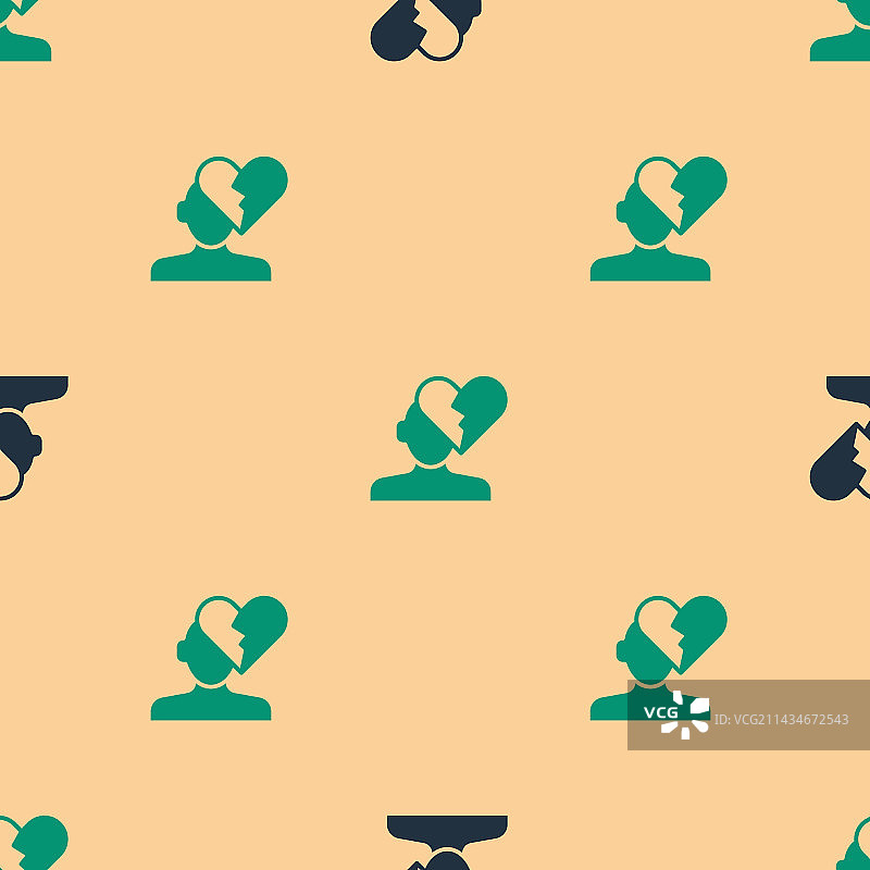 绿黑相间的心碎或离婚图标图片素材