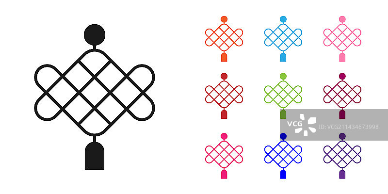 白色背景上的黑色中国纸灯笼图标图片素材