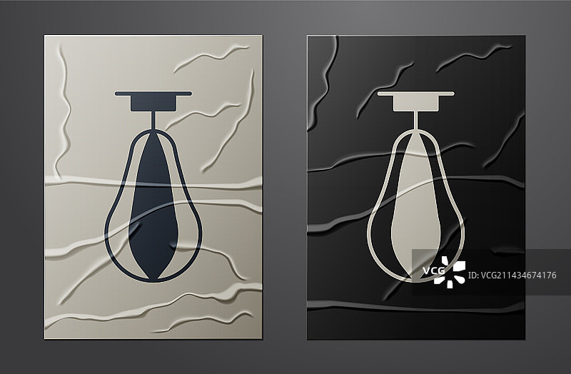 揉皱纸上的白色拳击沙袋图标图片素材