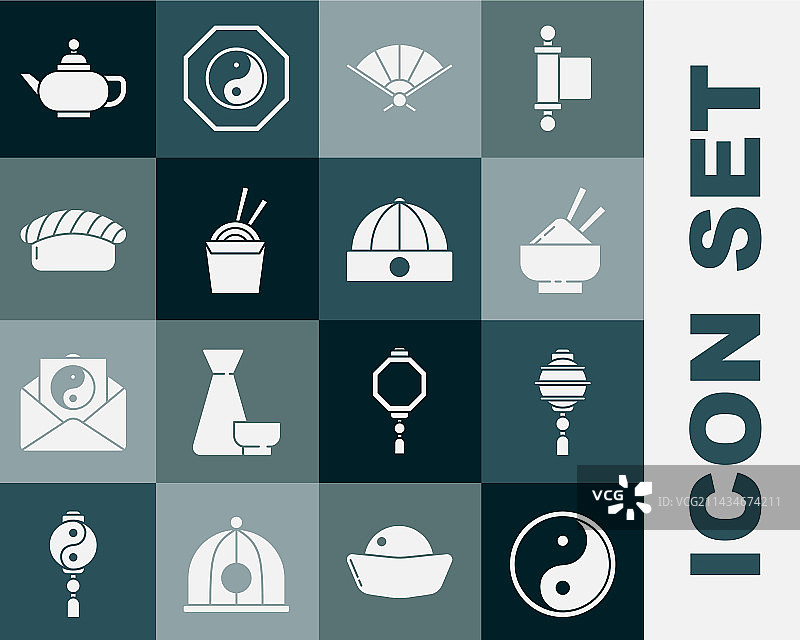 阴阳中式纸灯笼饭碗套装图片素材