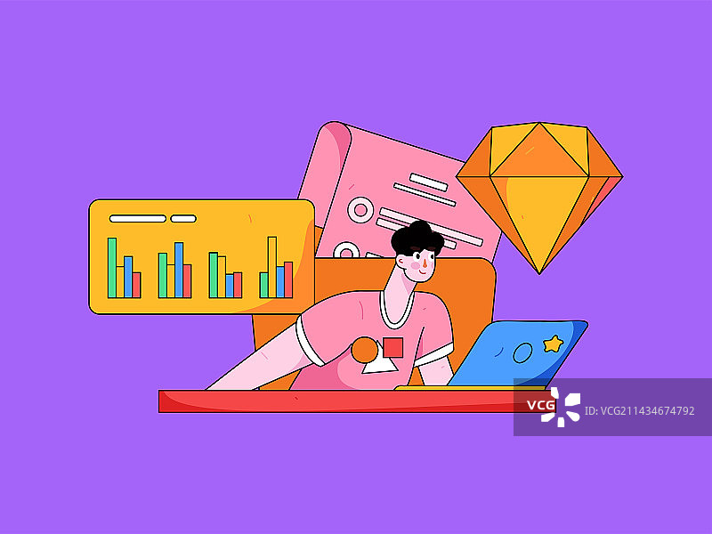 商务工作的人物扁平矢量概念运营手绘插画图片素材