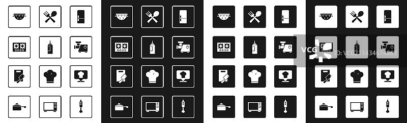 冰箱调味瓶燃气灶厨房套装图片素材