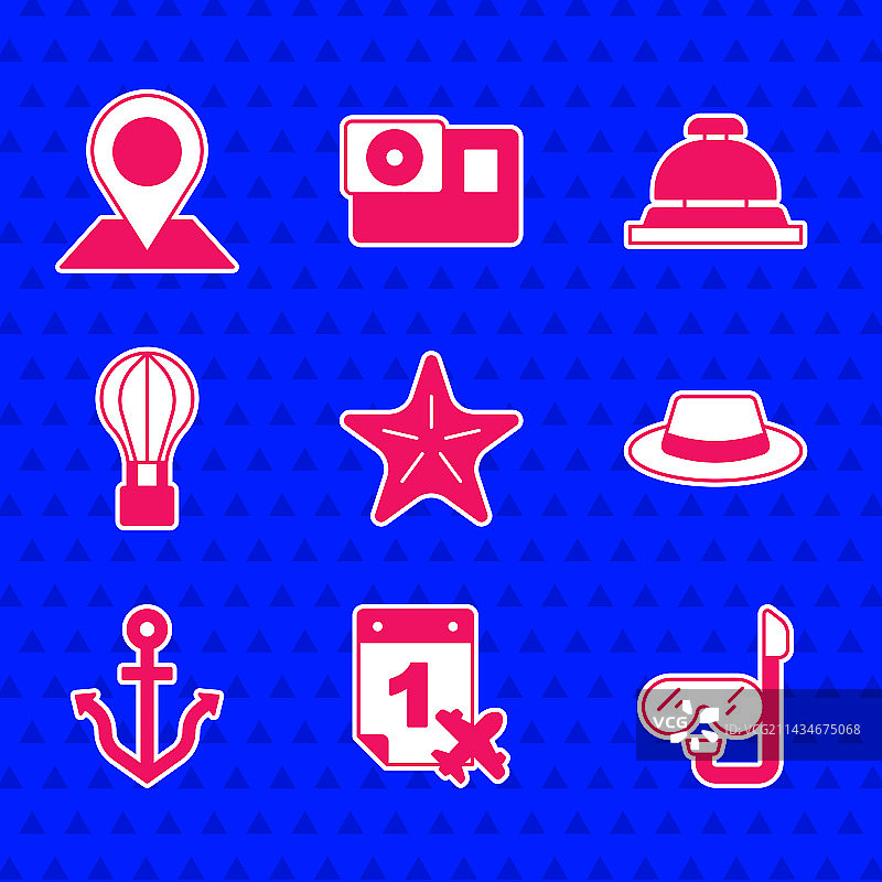 海星日历和飞机潜水面罩套装图片素材