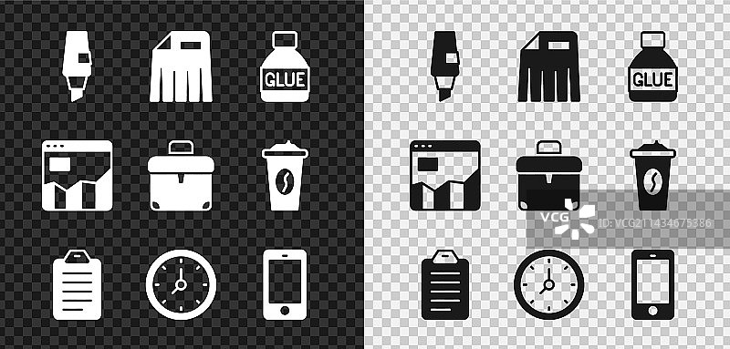 马克笔、碎纸机、胶水、待办事项清单套装图片素材