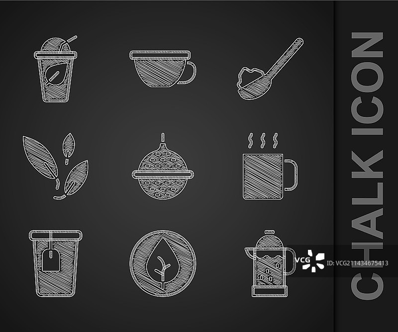 茶球滤茶器、茶叶、法式压滤壶、杯子套装图片素材