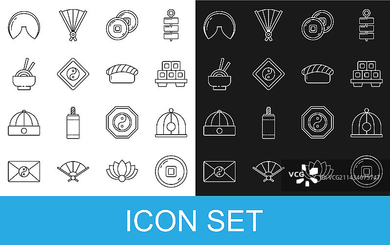 中国风人民币寿司帽图案图片素材