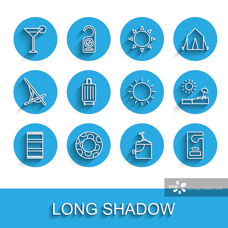 沙滩巾游泳圈线条组合图片素材