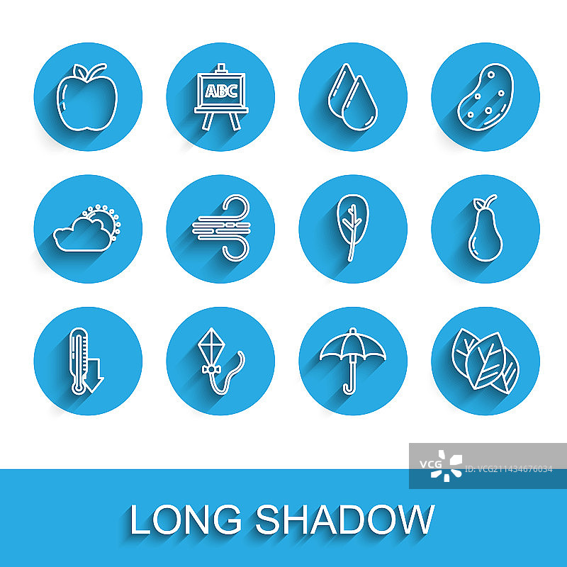 气象温度计风筝苹果线条组合图片素材