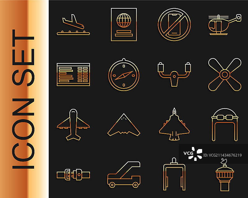 雷达、飞行帽与飞机图标图片素材