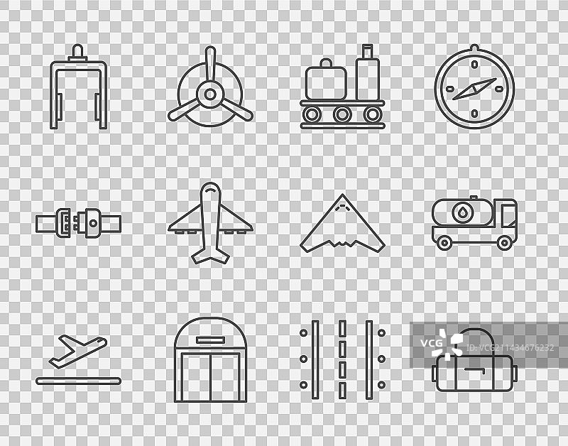起飞的行李箱机场传送带飞机航线图图片素材