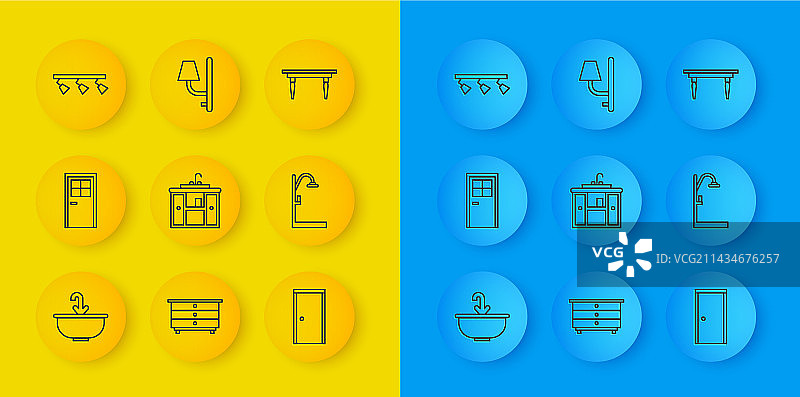 带水龙头洗脸盆关闭的门线稿图片素材