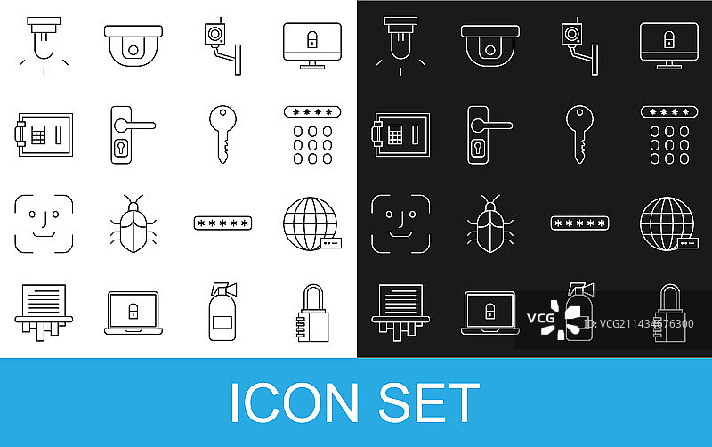 密码锁社交网络线条图标图片素材