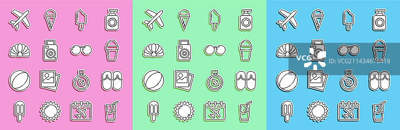 鸡尾酒和酒精饮料人字拖套装图片素材