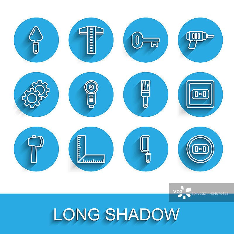 木制斧头角尺泥刀钢锯套装图片素材