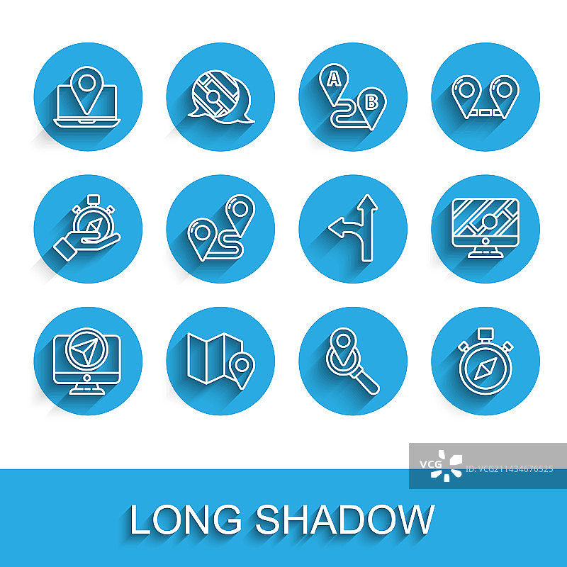 带有位置标记和折叠地图的显示器图片素材