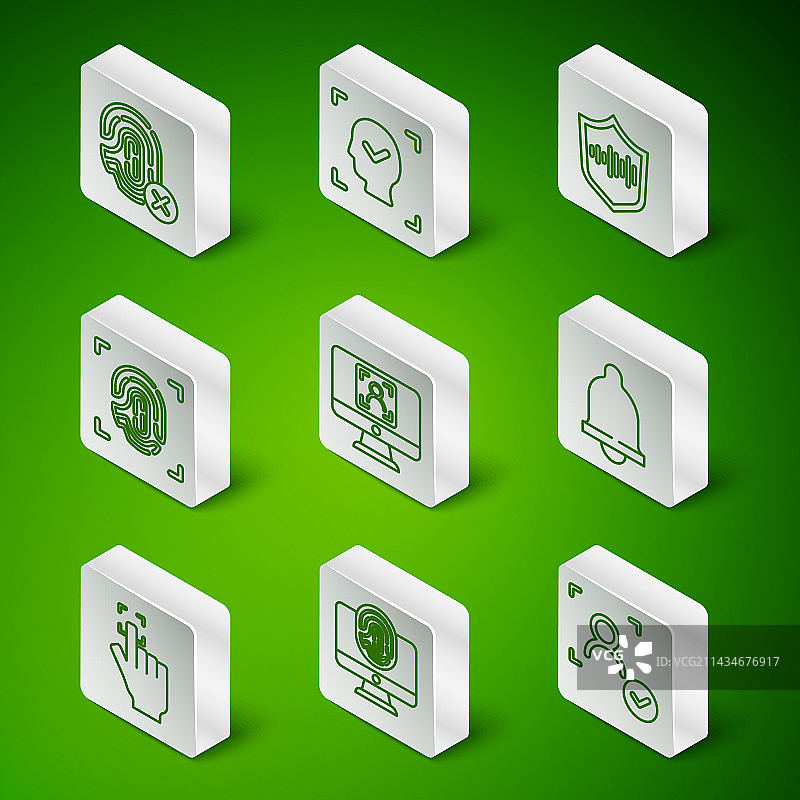 人脸识别监控线性图标合集图片素材