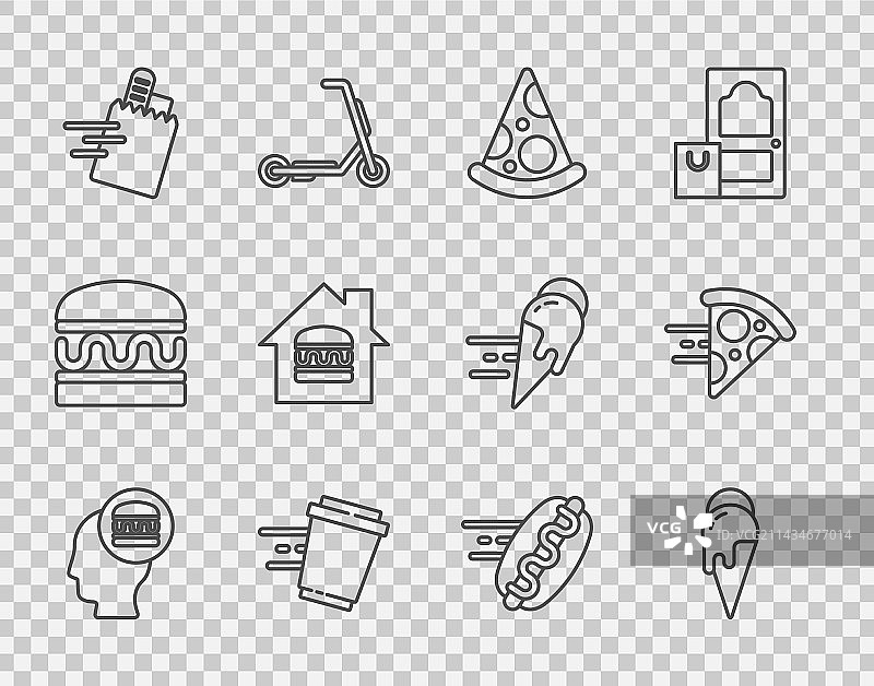 在线订购送货冰淇淋线条图片素材