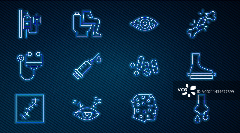 线条集合：流鼻涕、扁平足、红眼图片素材