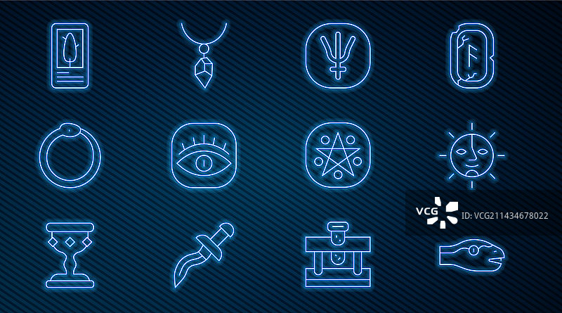 蛇太阳海王星和星球线条组合图片素材