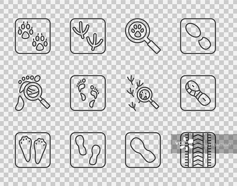 兔子和野兔爪印轮胎痕迹线条图片素材