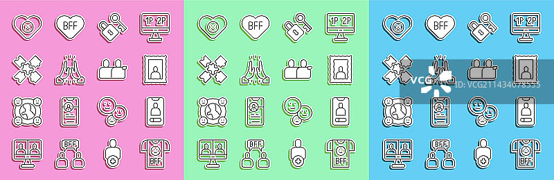 贝塞尔曲线线条设计，BFF或永远的朋友图片素材